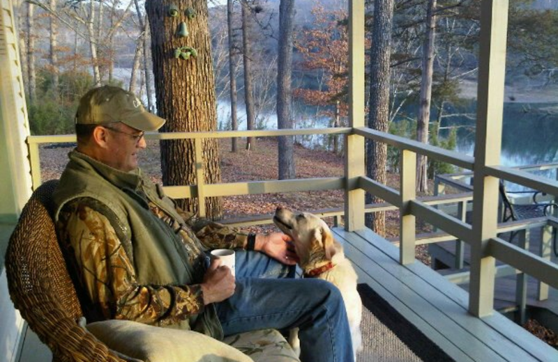 On the deck at McWilliams River Home.