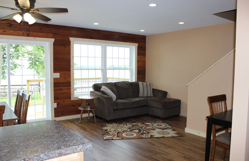 Cabin living room at Bonnie Beach Resort.