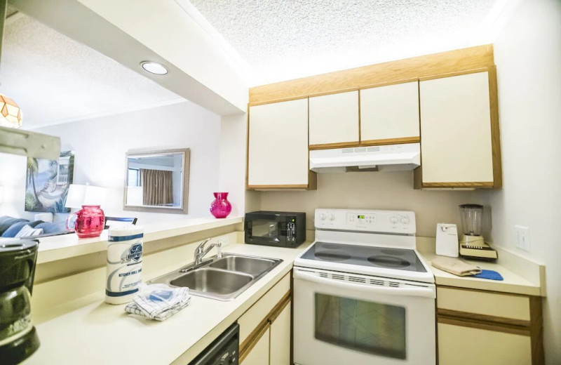 Rental kitchen at North Beach Vacation Rentals.