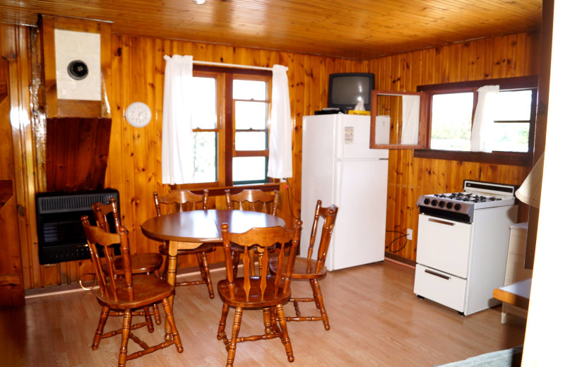 Cabin kitchen at Anderson's Starlight Bay Resort.