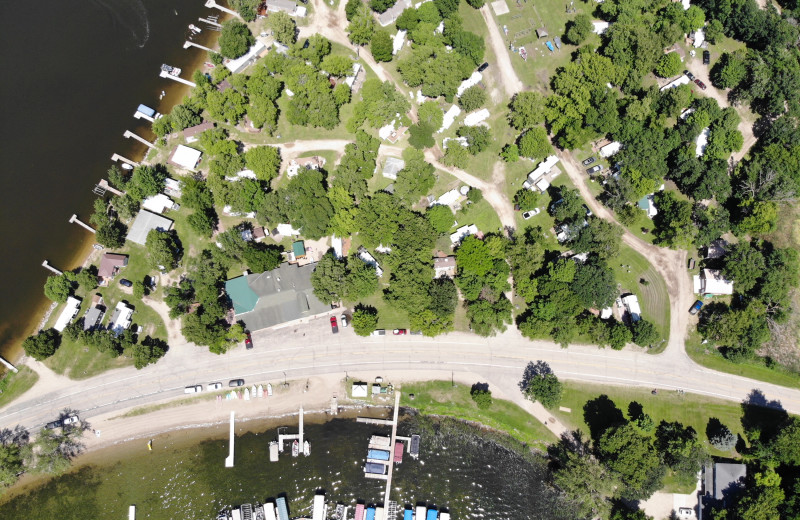 Aerial view of Ten Mile Lake Resort.