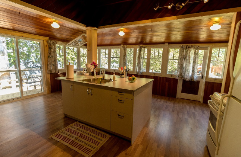 Cabin kitchen at Sandy Beach at Otter Lake.