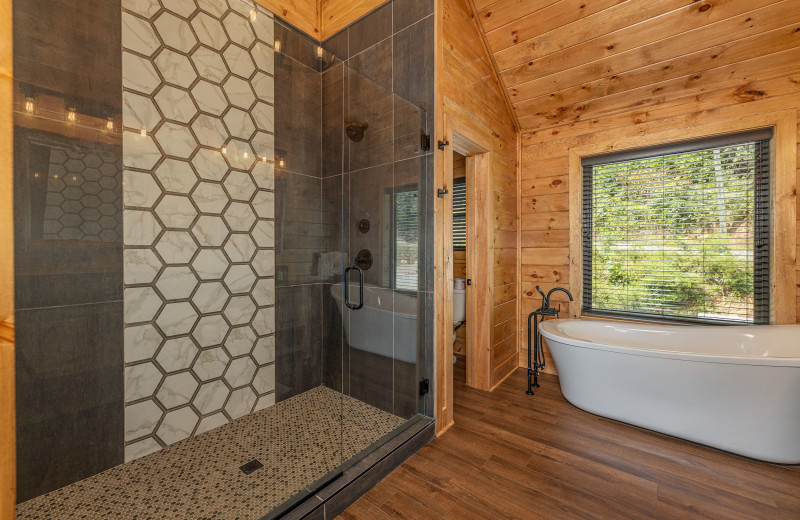 Bathroom at Black Bears & Biscuits Lodge.