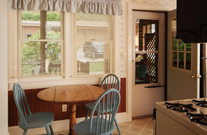 Cabin dining room at Trout House Village Resort.