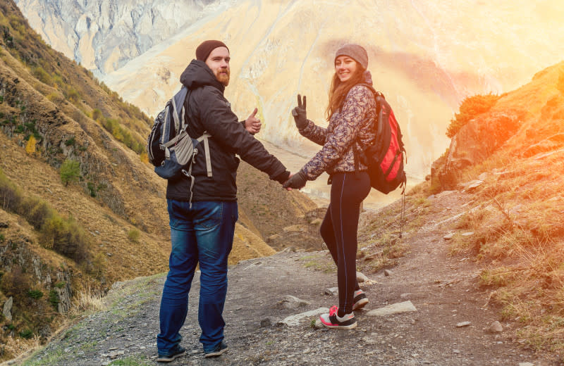 Couple hiking near Lake Michigan Reunion & Retreat.