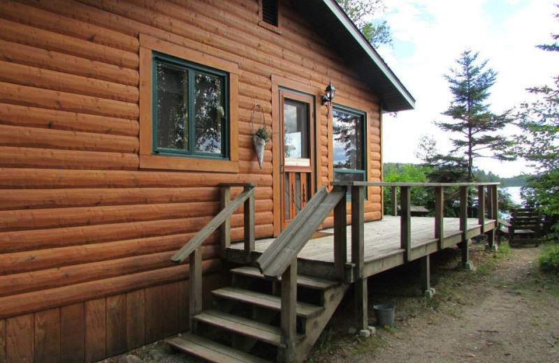 Cabin deck at Elbow Lake Lodge.