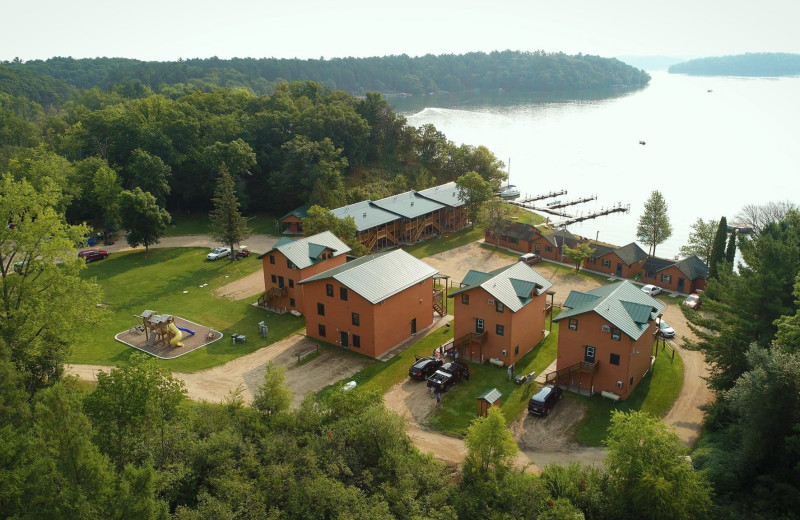 Aerial view of Campfire Bay Resort.