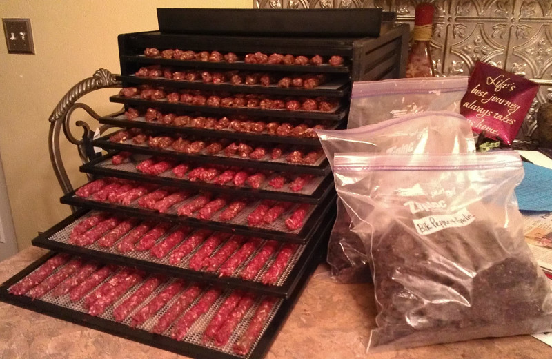 Making elk jerky at Rocky Mountain Elk Ranch.