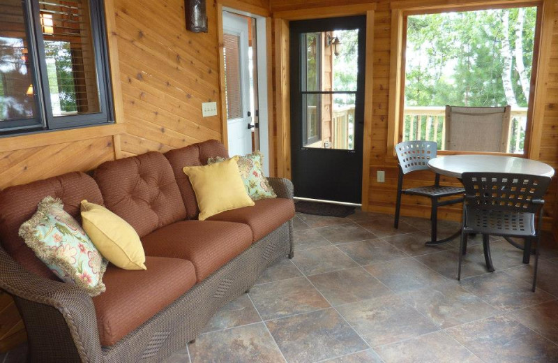 Cabin living room at River Point Resort & Outfitting Co.