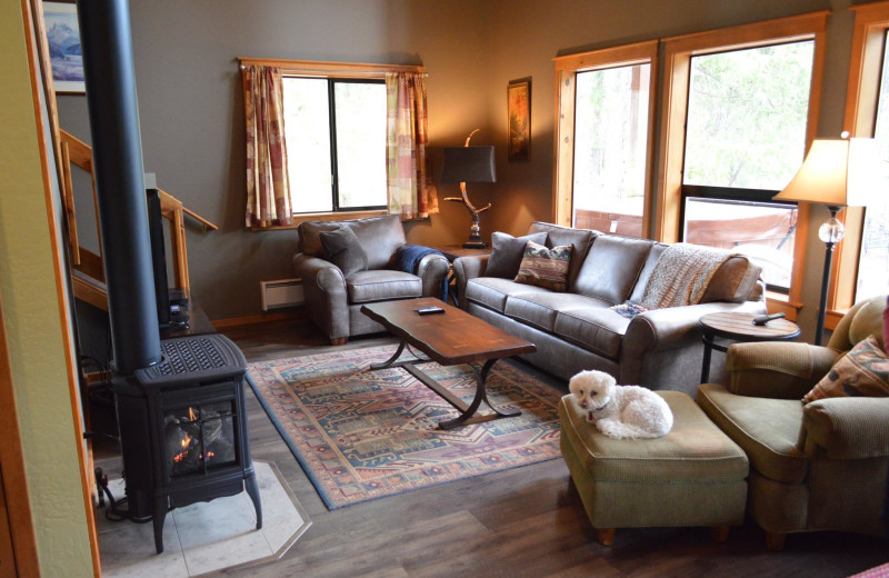 Cabin living room at Natapoc Lodging.