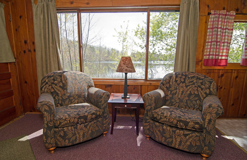 Cabin living room at Delta Lodge.