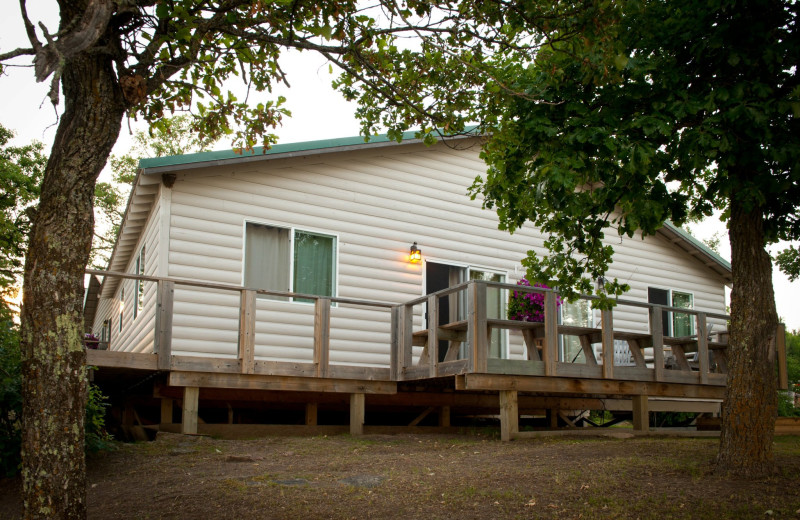 Cabin exterior at Tetu Island Lodge.