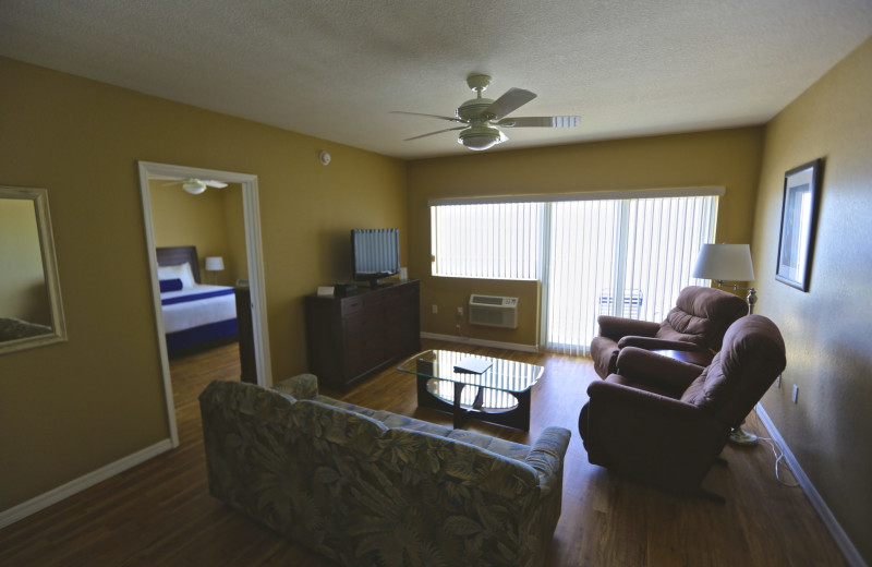 Guest room at Shoreline Island Resort.