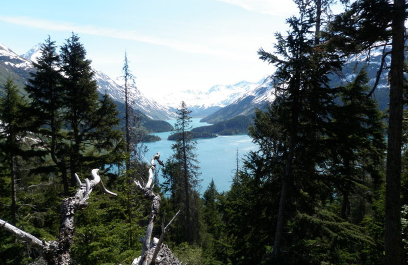 Scenic view of mountains at Trail Lake Lodge.