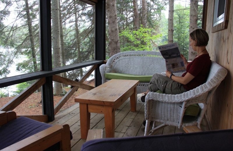 Cabin porch at Bartlett Lodge.