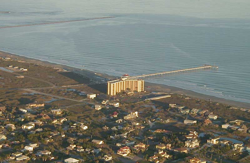 Aerial view of The Dunes Condominiums.