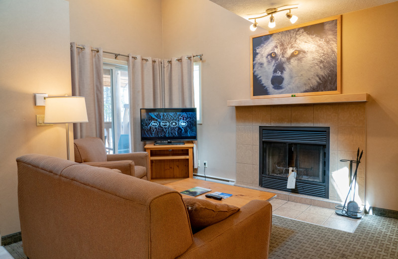 Guest living room at Banff Rocky Mountain Resort.