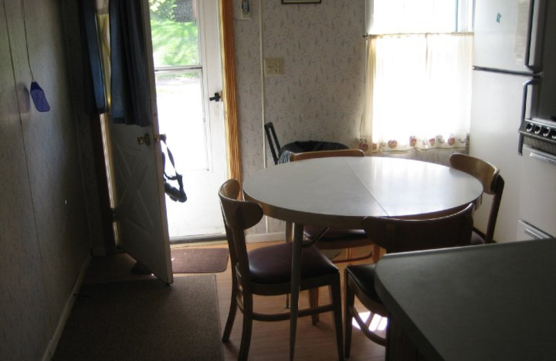 Cabin dining room at Sand Bay Resort.