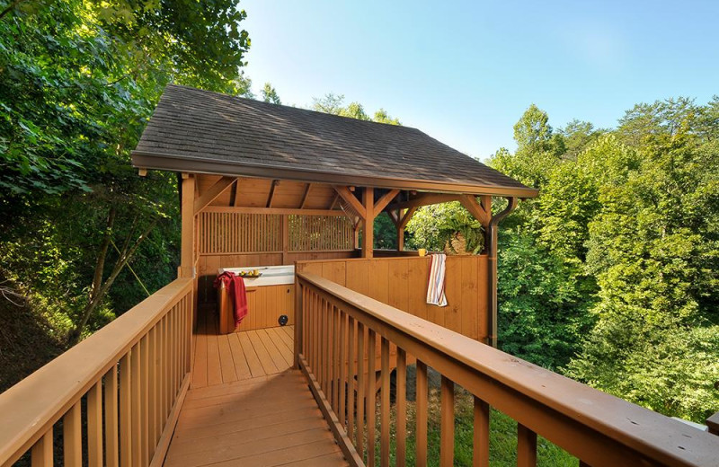 Cabin hot tub at Outrageous Cabins LLC.