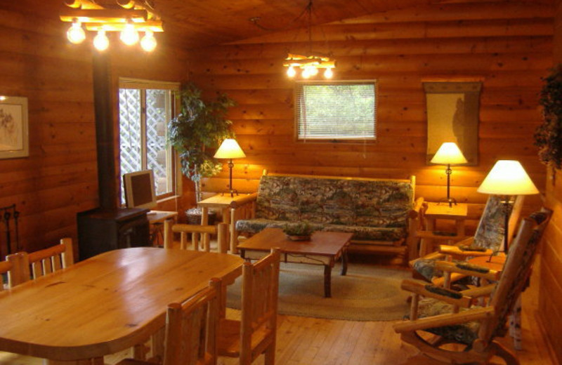 Cabin interior at Lodge of Whispering Pines.