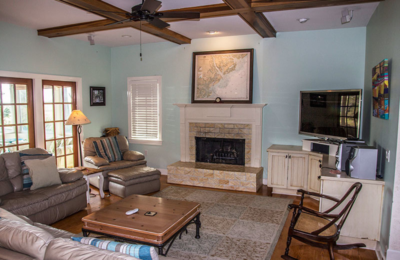 Rental living room at Fripp Island Golf & Beach Resort.