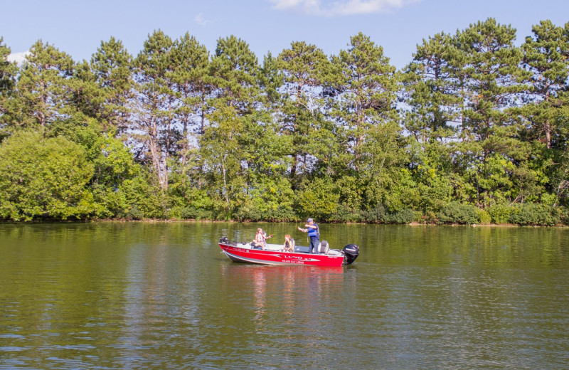 Boating at Grand Ely Lodge.