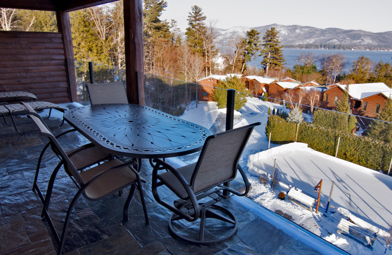 Deck at The Lodges at Cresthaven on Lake George.