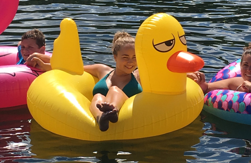 Floating at Cottage Place on Squam Lake.