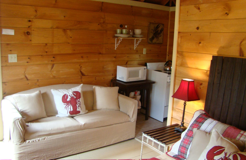 Cottage living room at Bay Leaf Cottages & Bistro.