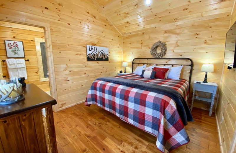 Cabin bedroom at Little Valley Mountain Resort.