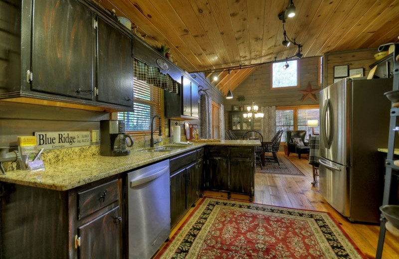 Rental kitchen at My Mountain Cabin Rentals.