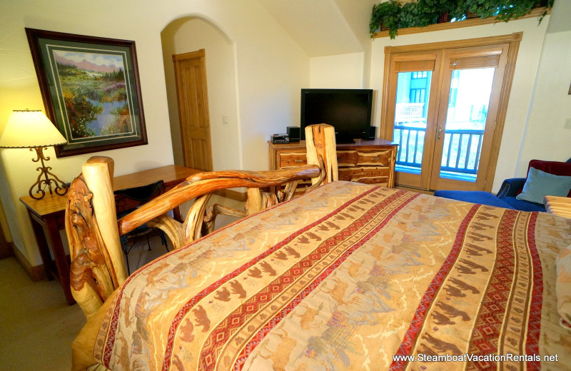 Rental bedroom at Steamboat Vacation Rentals.