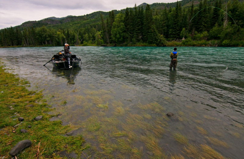Fishing on the river at Kenai Riverside Lodge.
