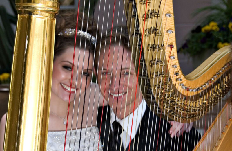 Wedding couple at Gainey Suites Hotel.