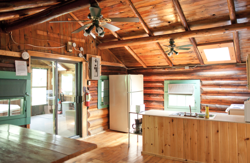 Cabin interior at Marten River Lodge.