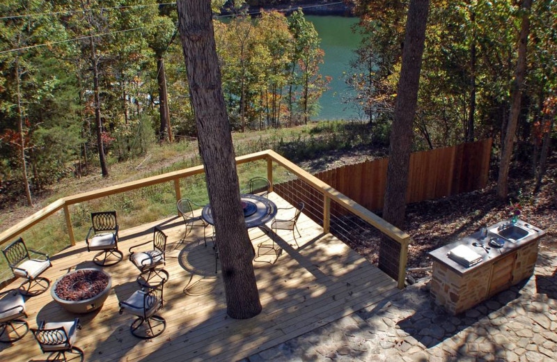 Patio at Beaver Lakefront Cabins.