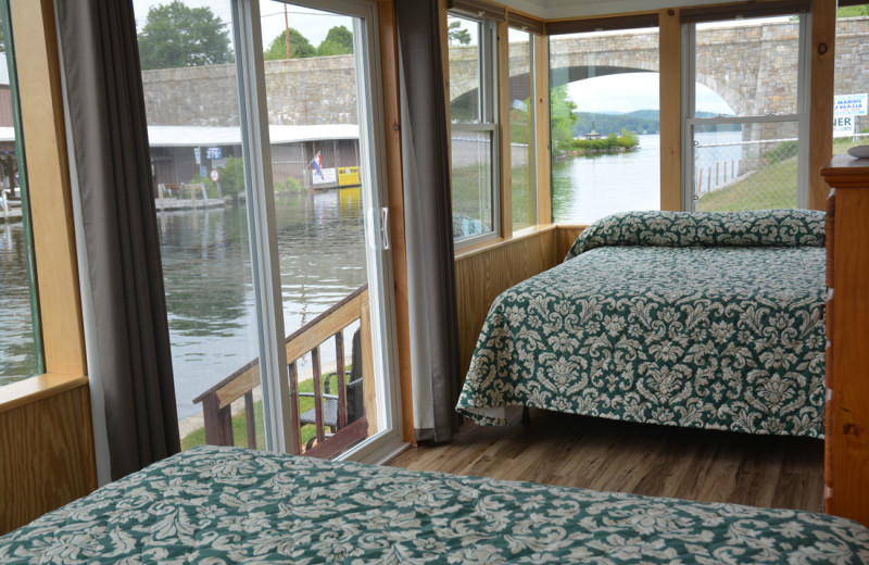 Cottage bedroom at Channel Waterfront Cottages.