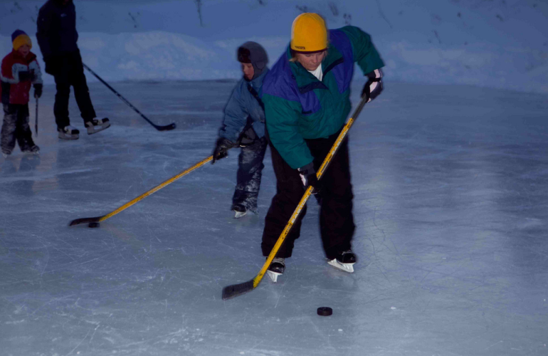 Ice hockey at Temperance Landing on Lake Superior.