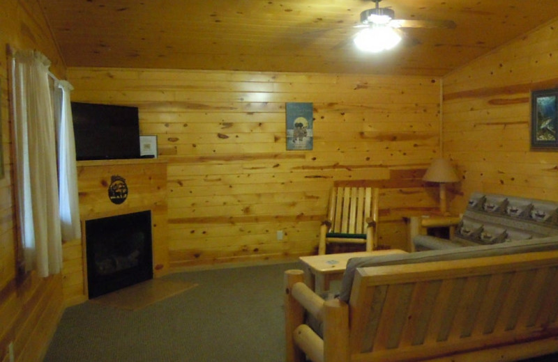 Cabin living room at Lakewood Lodge.