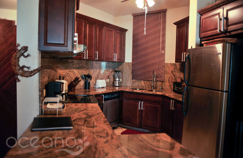 Vacation rental kitchen at Oceano Beach Resort.