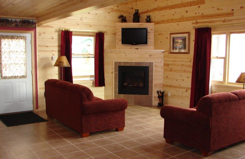 Cabin living room at Tamarack Lodge.