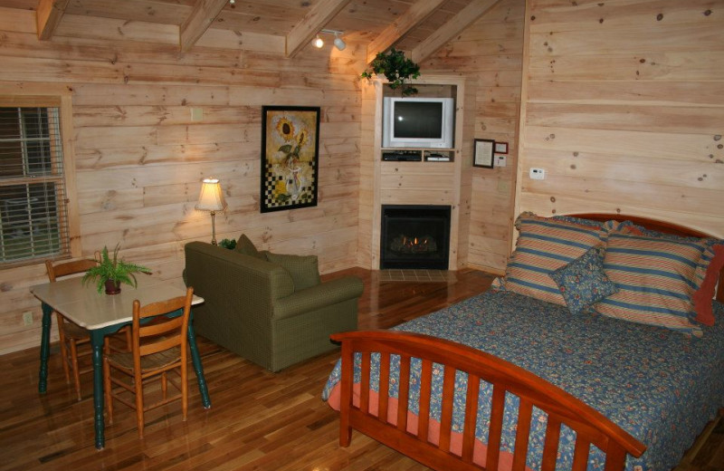 Rest Stop cabin interior at New River Trail Cabins.