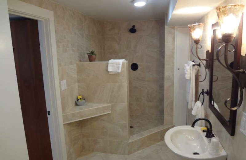 Guest bathroom at Sea Rose Suites.