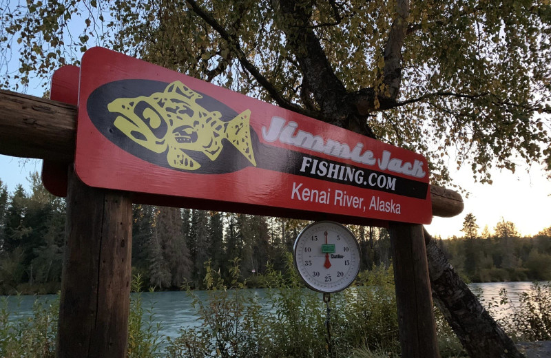 Welcome sign at Jimmie Jack's Alaska Fishing Lodges.