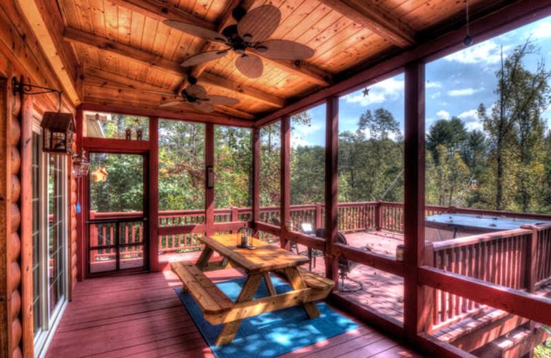 Cabin deck at Hidden Creek Cabins.
