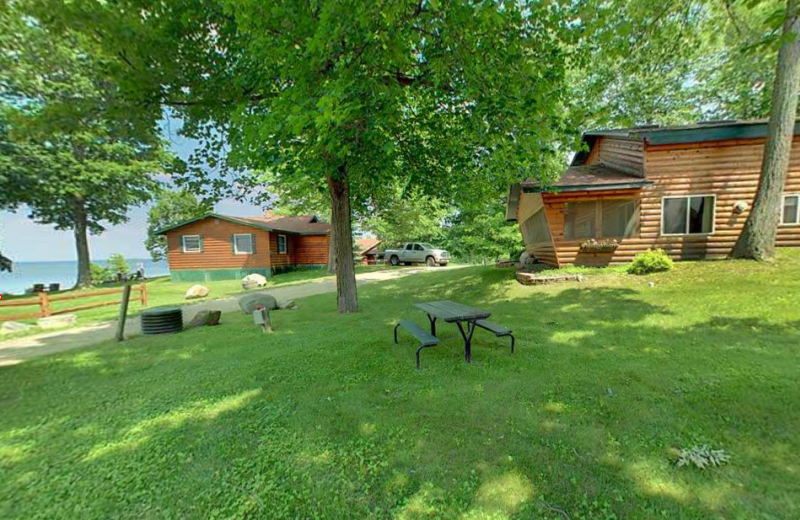 Cabins by the lake at Anderson's Northland Lodge.