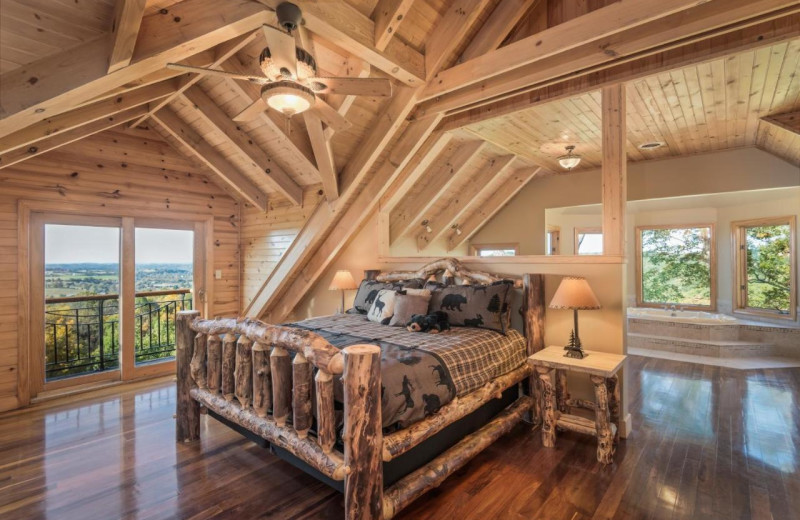 Rental bedroom at Stony Brook Cabins LLC.