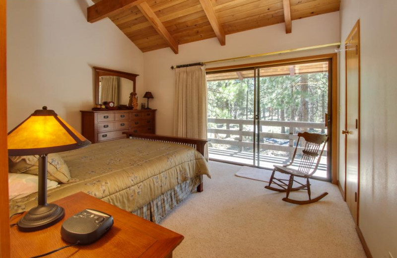 Vacation rental bedroom at Vacasa Rentals Sunriver.