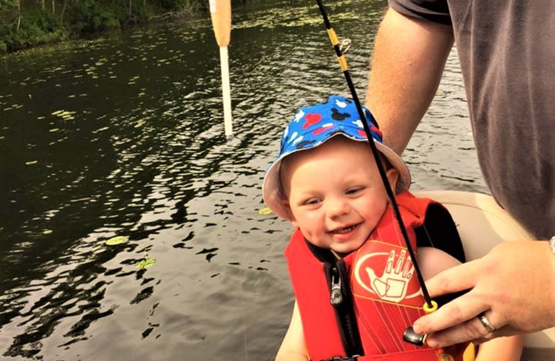 Family fishing at Schatzi's 4 Seasons Resort.