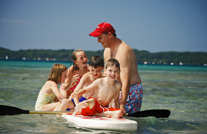 Family swimming at Chimney Corners Resort.